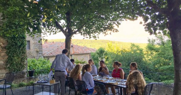Blue Stallion Farm Tuscany trip dinner