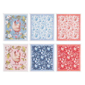 MULTI-COLORED GERTRUDE SET OF 6 REUSABLE DISH CLOTHS