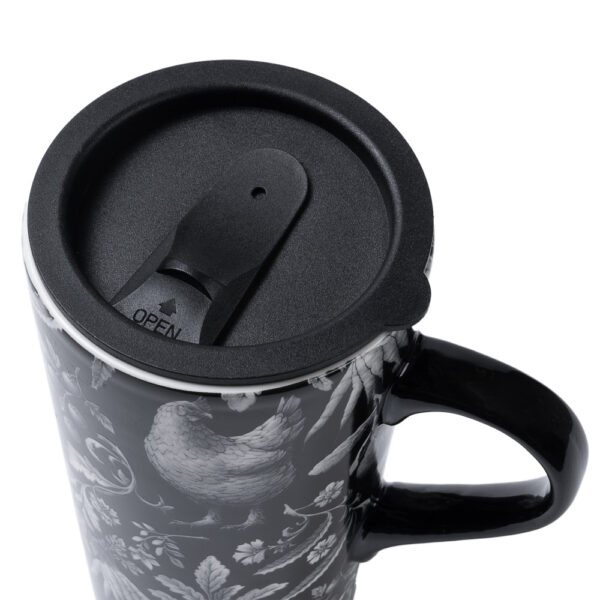 BLACK & WHITE GERTRUDE COUNTRY PATTERN Travel Mug