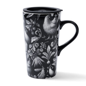 BLACK & WHITE GERTRUDE COUNTRY PATTERN Travel Mug