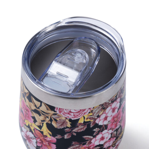 BLACK FLORAL BOUQUET Wine Tumbler