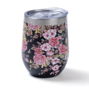 BLACK FLORAL BOUQUET Wine Tumbler